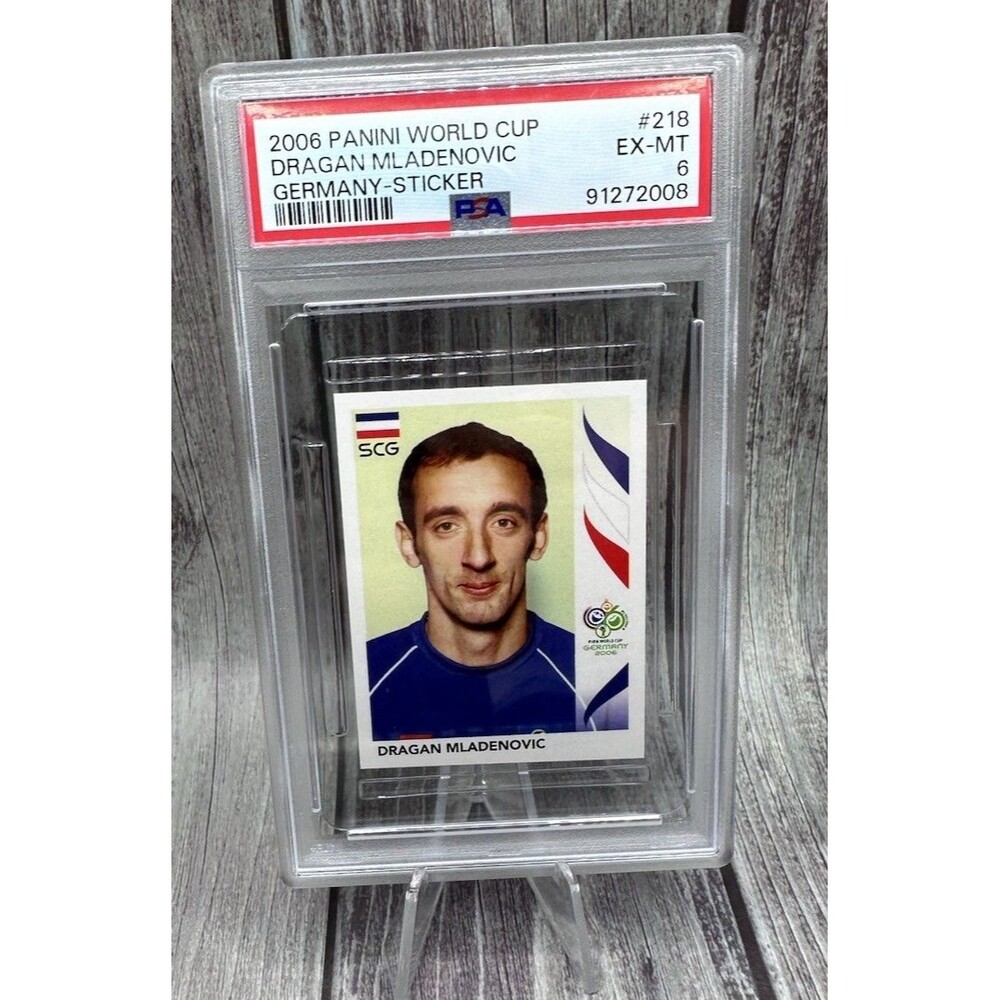2006 PANINI WORLD CUP GERMANY STICKER #218 DRAGAN MLADENOVIC PSA 6 Ex-nm Serbia